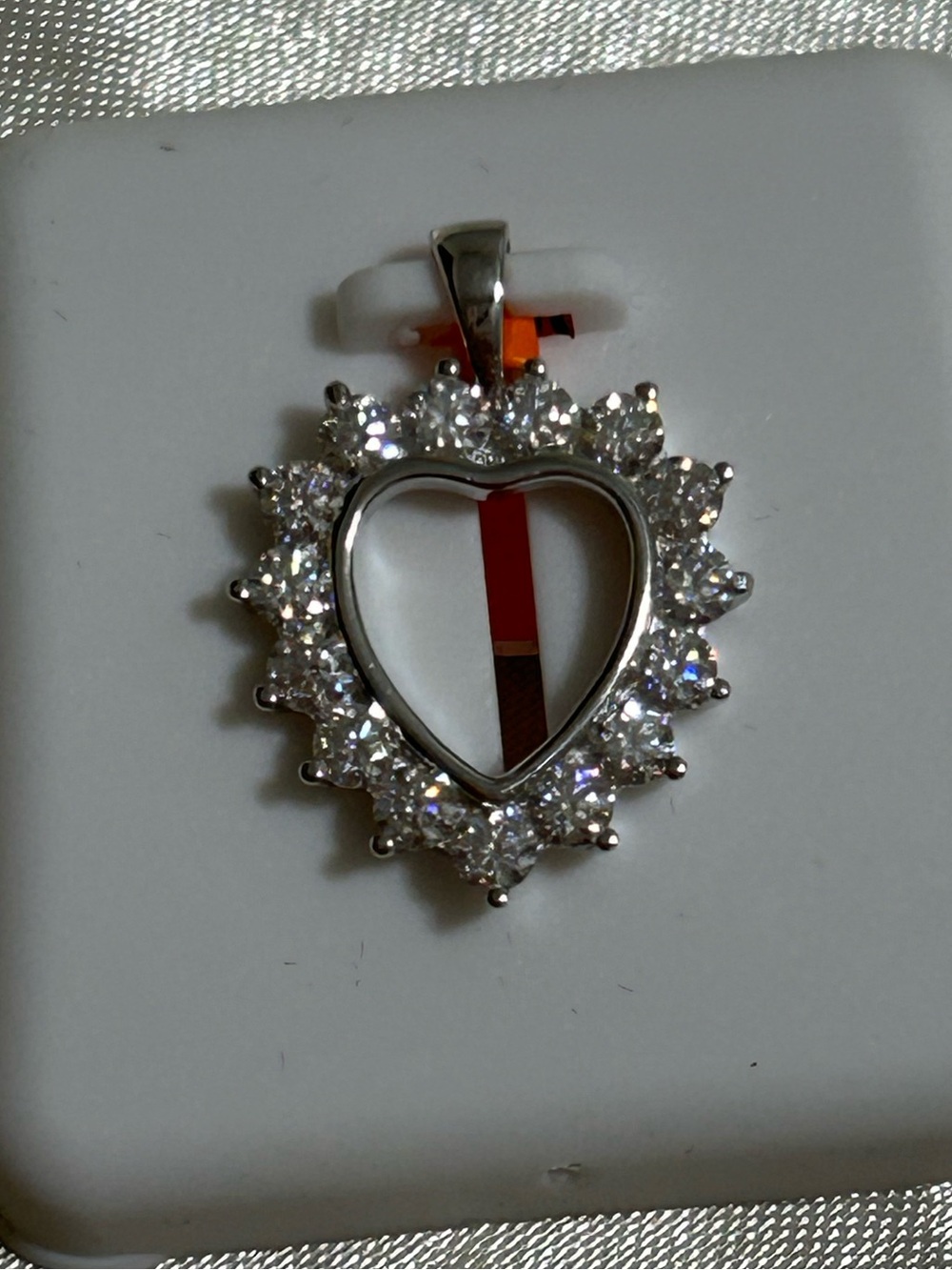 Heart Halo Moissanite Pendant in Sterling Silver NWT